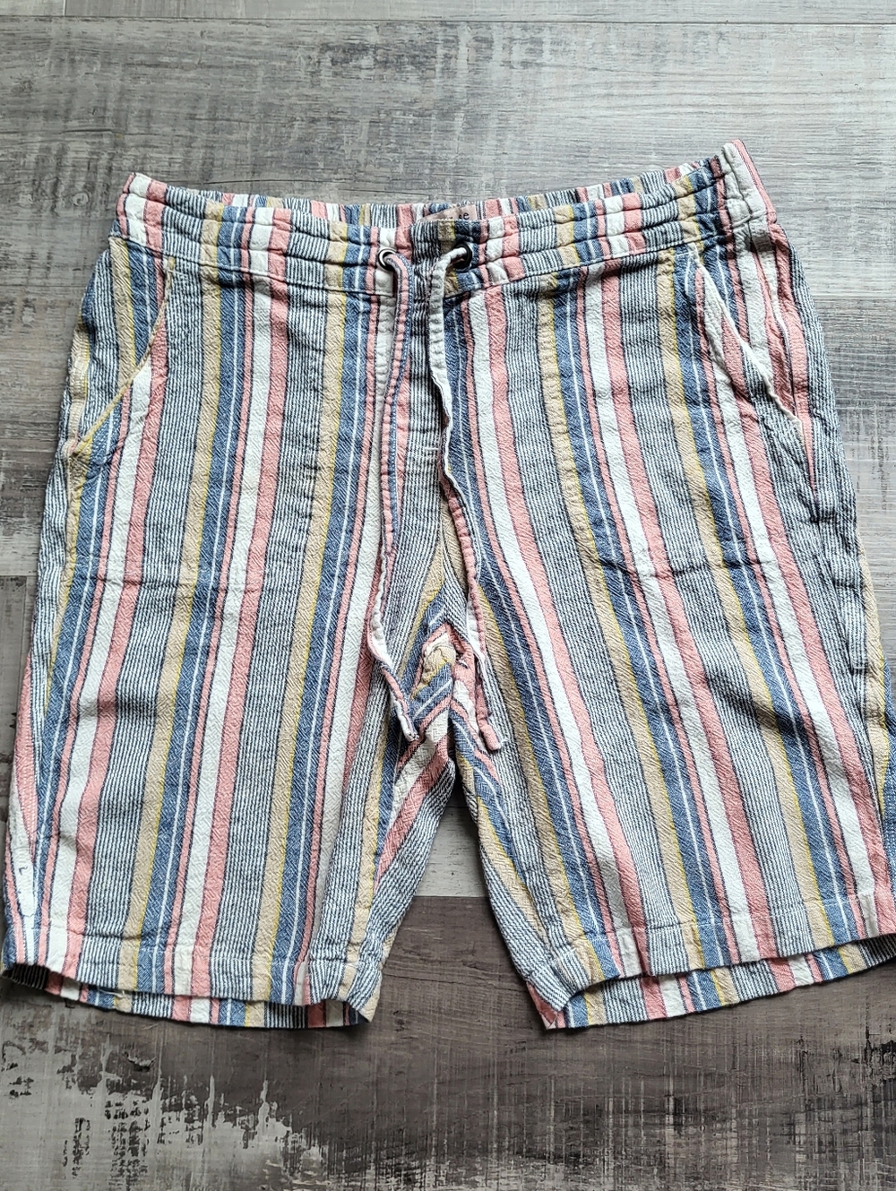 Per Se Linen Blend Bermuda Shorts Womens Medium Pull On Modest Casual Beach